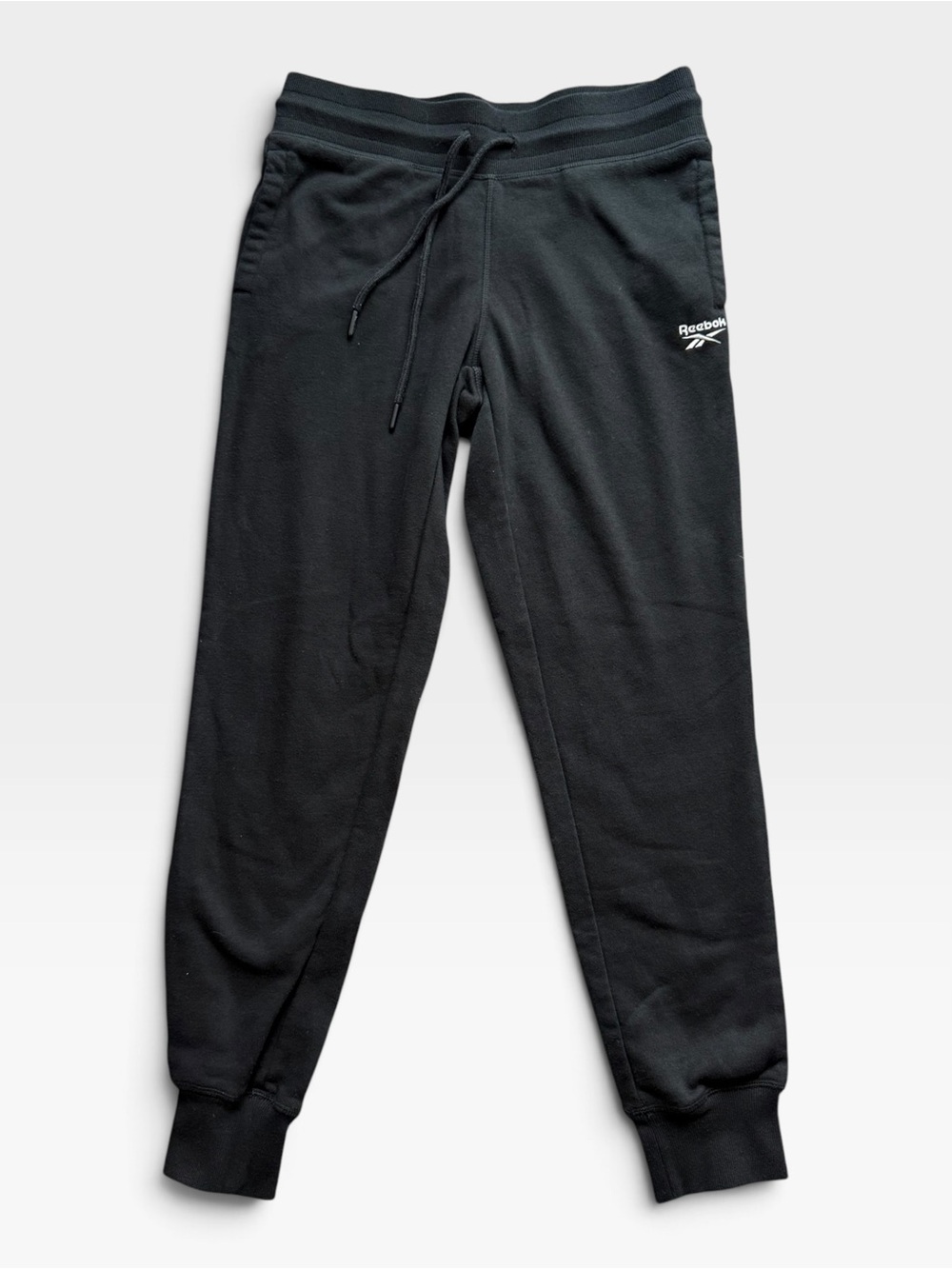 Reebok Black Jogger Sweatpants with Logo & Drawstring | Size Small